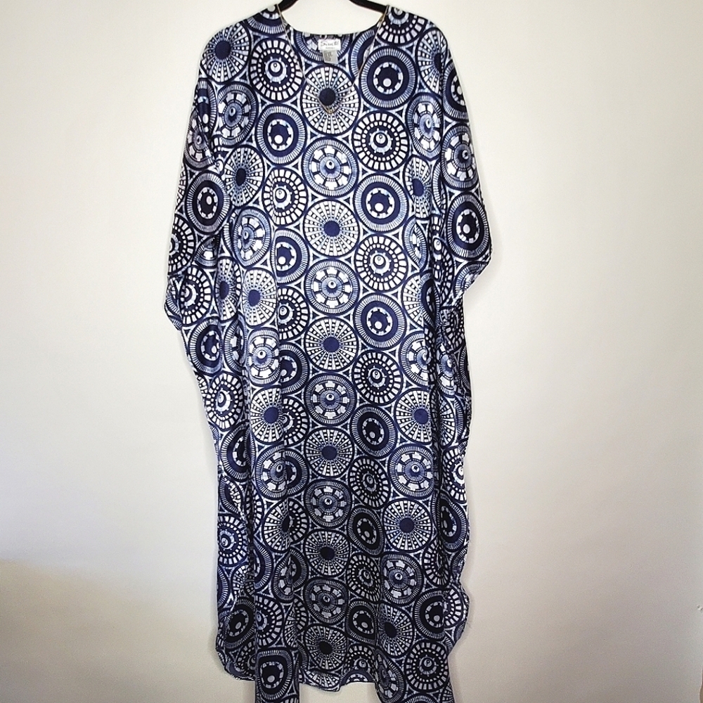 Sante Classics Oversized Maxi Caftan Dress One Size L-1X Satiny Flowy Loungewear